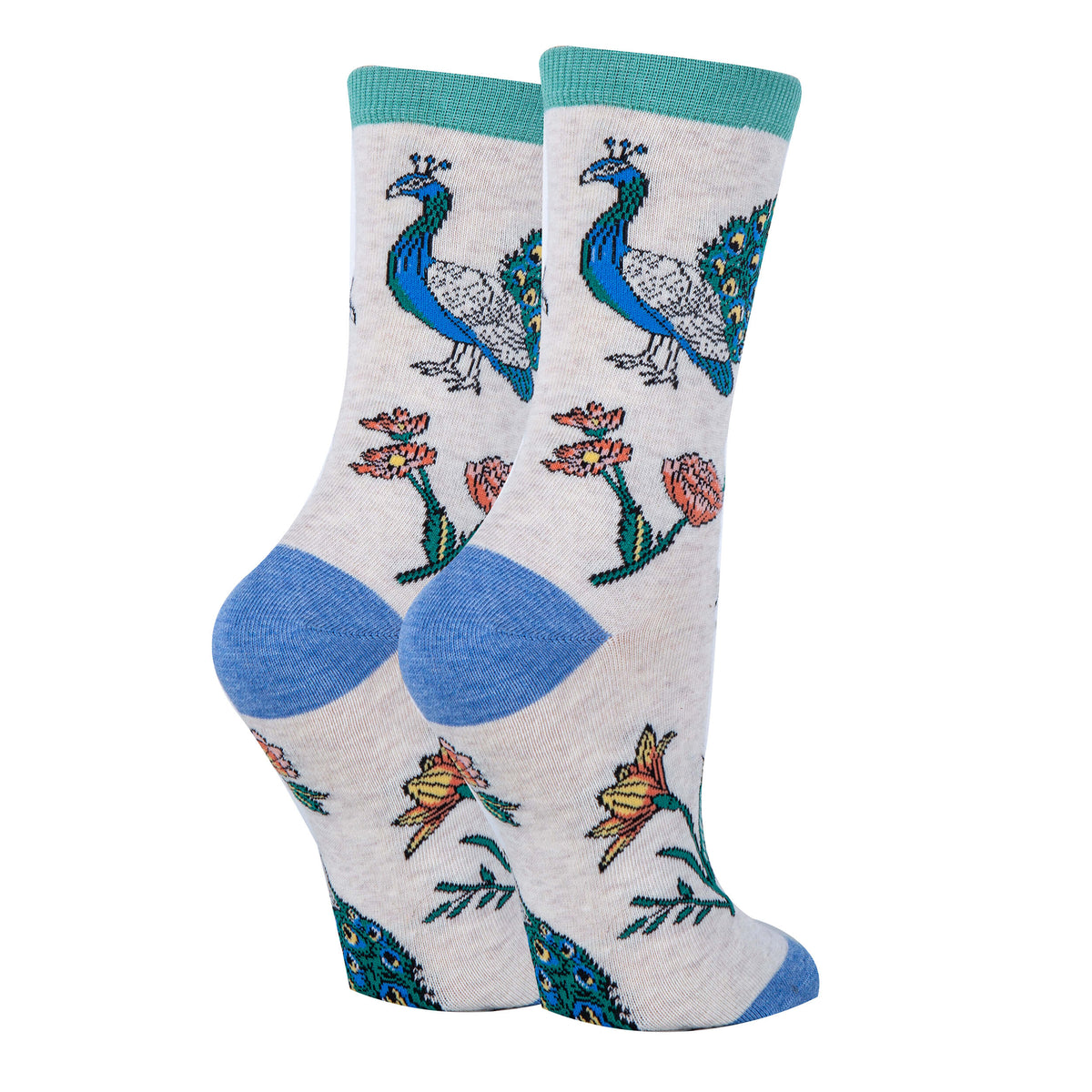 Peacock Bloom Socks Premium Crew Socks- Sock It Up Sock