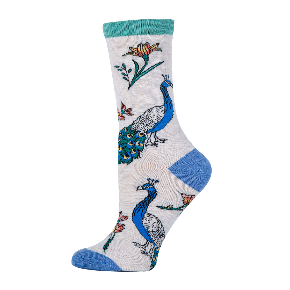 Peacock Bloom Socks Premium Crew Socks- Sock It Up Sock